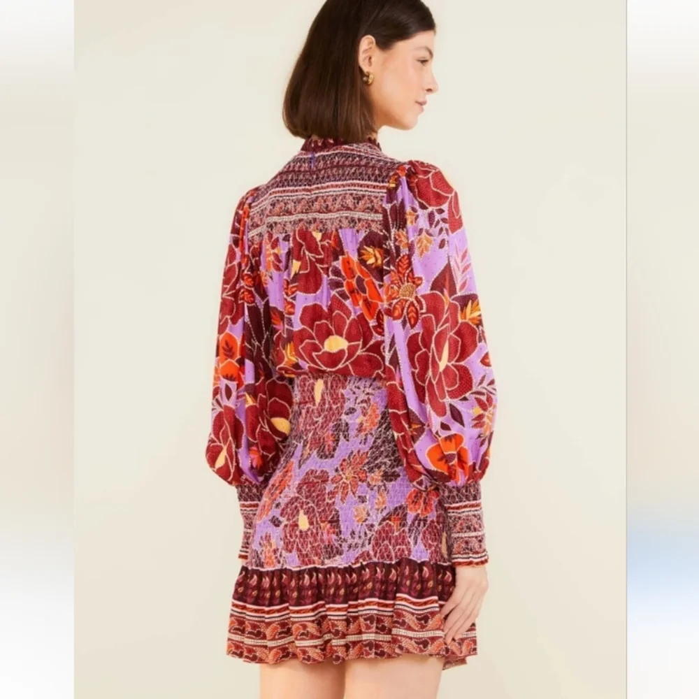 Farm Rio Sweet Floral Long Sleeve Mini Dress L - Picture 4 of 16